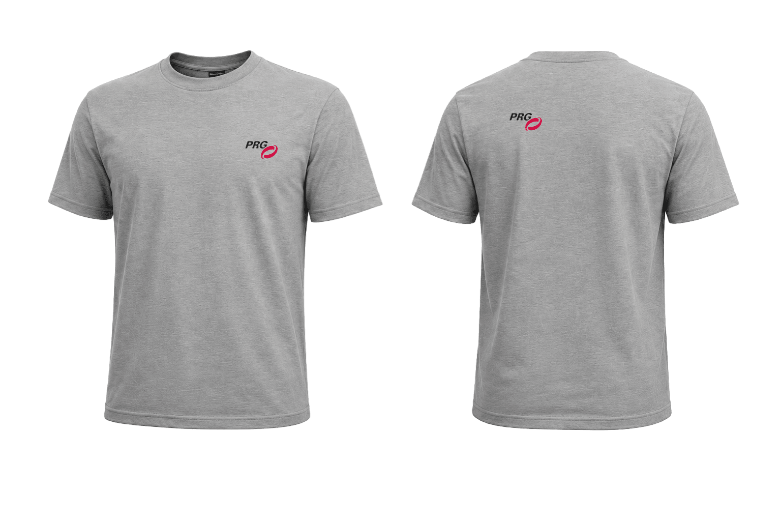 PRG T-shirt in grijs, voor- en achterzijde