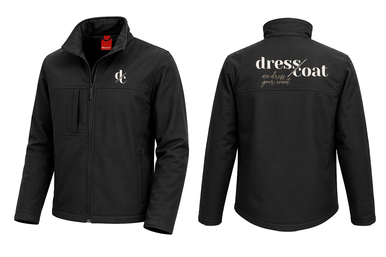 dress/coat softshell jas, voor- en achterzijde