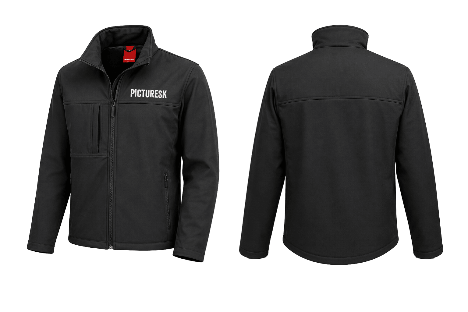 PICTURESK softshell jas, voor- en achterzijde